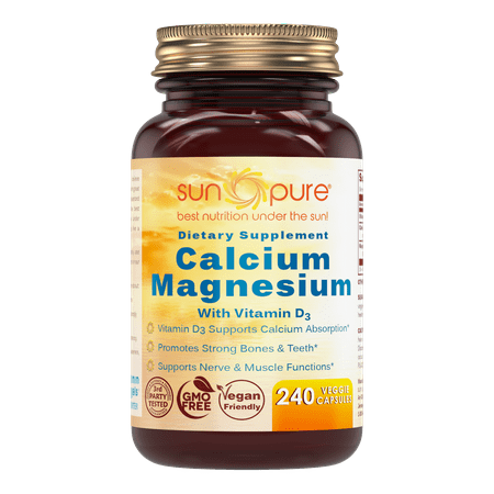 Sun Pure Calcium Magnesium with Vitamin D3 240 Veggie (Best Calcium Magnesium Vitamin D Supplement)
