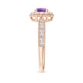 thumbnail image 3 of ANGARA Natural 0.45 Ct. Amethyst with Diamond Halo Ring in 14K Rose Gold for Women (Ring Size: 4), 3 of 9