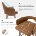 thumbnail image 6 of Zesthouse 26.8″ Swivel Counter Height Bar Stools Set of 2, Upholstered Faux Leather Bar Stools with Back and Wood Legs, Mid Century Modern Barstool Island Chairs for Kitchen Counter, Brown, 6 of 11