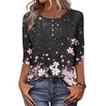 thumbnail image 2 of Enjoytime Button Down Shirts for Women Floral Printed Crewneck 3/4 Sleeve Tops Spring Summer Trendy Business Casual Blouses, 2 of 8