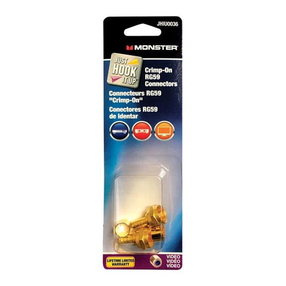 Monster JHIU0036 Just Hook It Up Coax Connectors