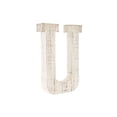 thumbnail image 2 of 16" Distressed White Wash Wooden Initial Letter U Sculpture, 2 of 3