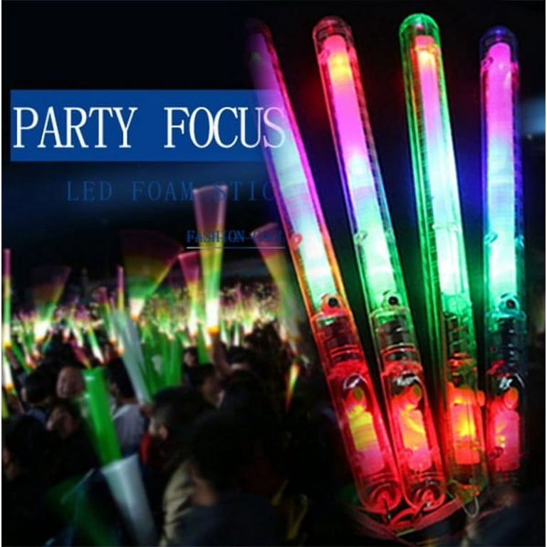 10-100PCS LED Light Up Foam Sticks Baton Wands Rally Party Rave Tube Glow  Wands