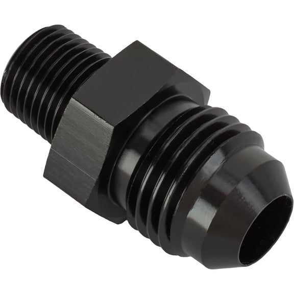 Black Straight -6 AN Flare to 1/8 Inch NPT Pipe Adapter Fitting