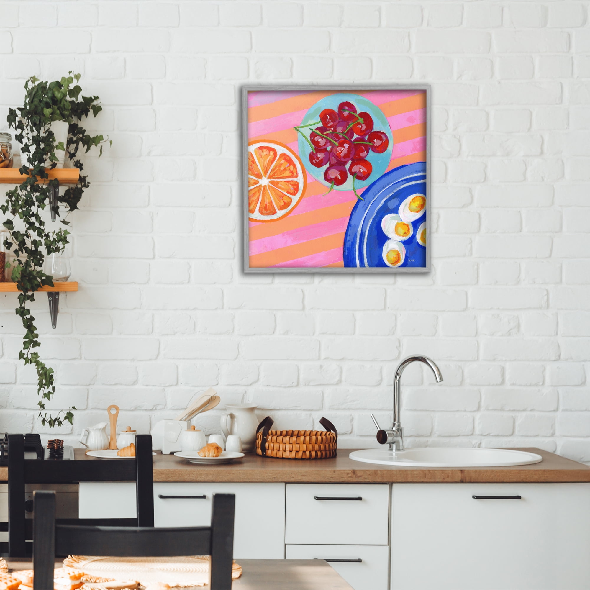 Stupell Industries Summer Snacks Picnic Blanket Gray Framed Giclee Art, design by Rachael Reese