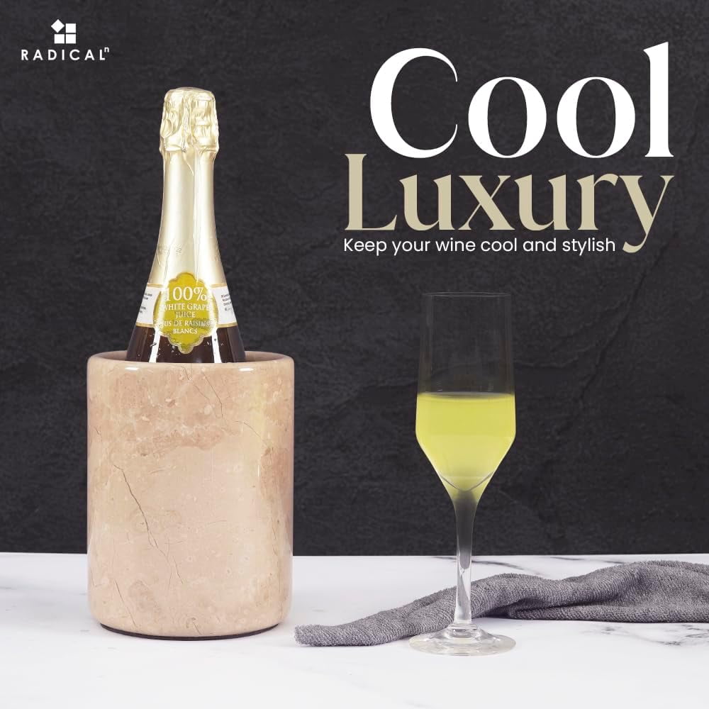 Radicaln Marble Wine Chiller Bucket 6.5 inches Verona Handmade Champagne Chiller For Bar Accessories, Ideal Beverage Cooler and Wine Bottle Holder For Home Bar, Small Cooler and Wine Bucket