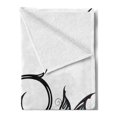thumbnail image 2 of Tattoo Soft Flannel Fleece Blanket, Leaf Like Design Flowers and a Flying Butterfly Image Illustration Print, Cozy Plush for Indoor and Outdoor Use, 50" x 70", Blue Black and White, by Ambesonne, 2 of 5