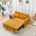 thumbnail image 2 of Upholstered Sectional Sofa, 3 in 1 Convertible Pull Out Sofa Bed Couch with a Movable Tabletop and Usb Ports, for Living Room, Apartment, Small Space, Yellow, 2 of 8