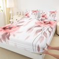 thumbnail image 3 of jejeloiu Rustic Flower Queen Sheet Sets,Watercolor Ink Painting Flat Sheet,White Red Queen Fitted Sheet For Girls Kids,Microfiber Bedroom Decor,4-Piece, 3 of 7