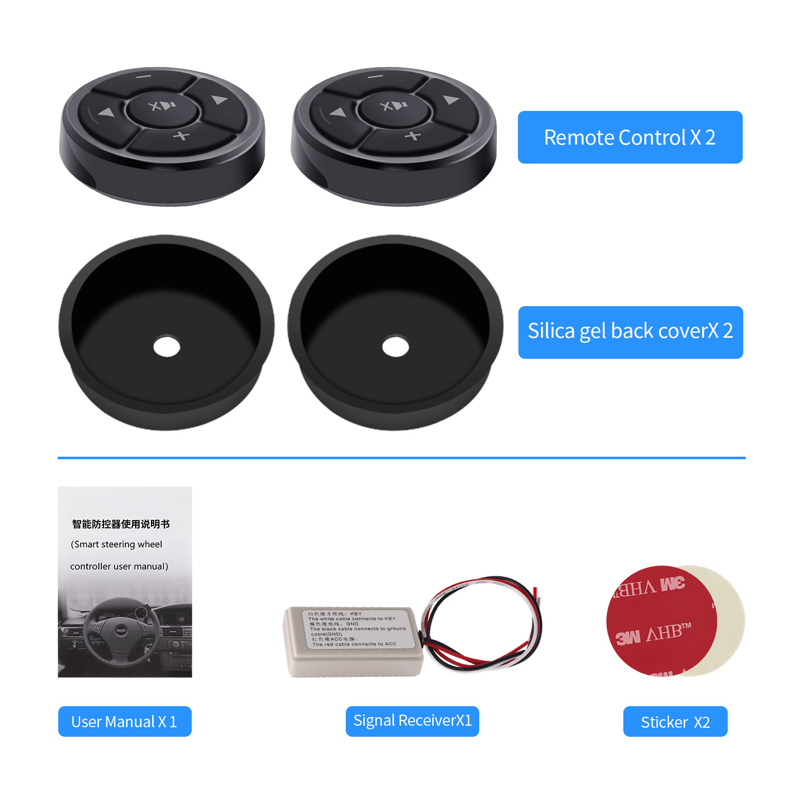 Bluetooth Remote Universal Car Steering Wheel Button Remote