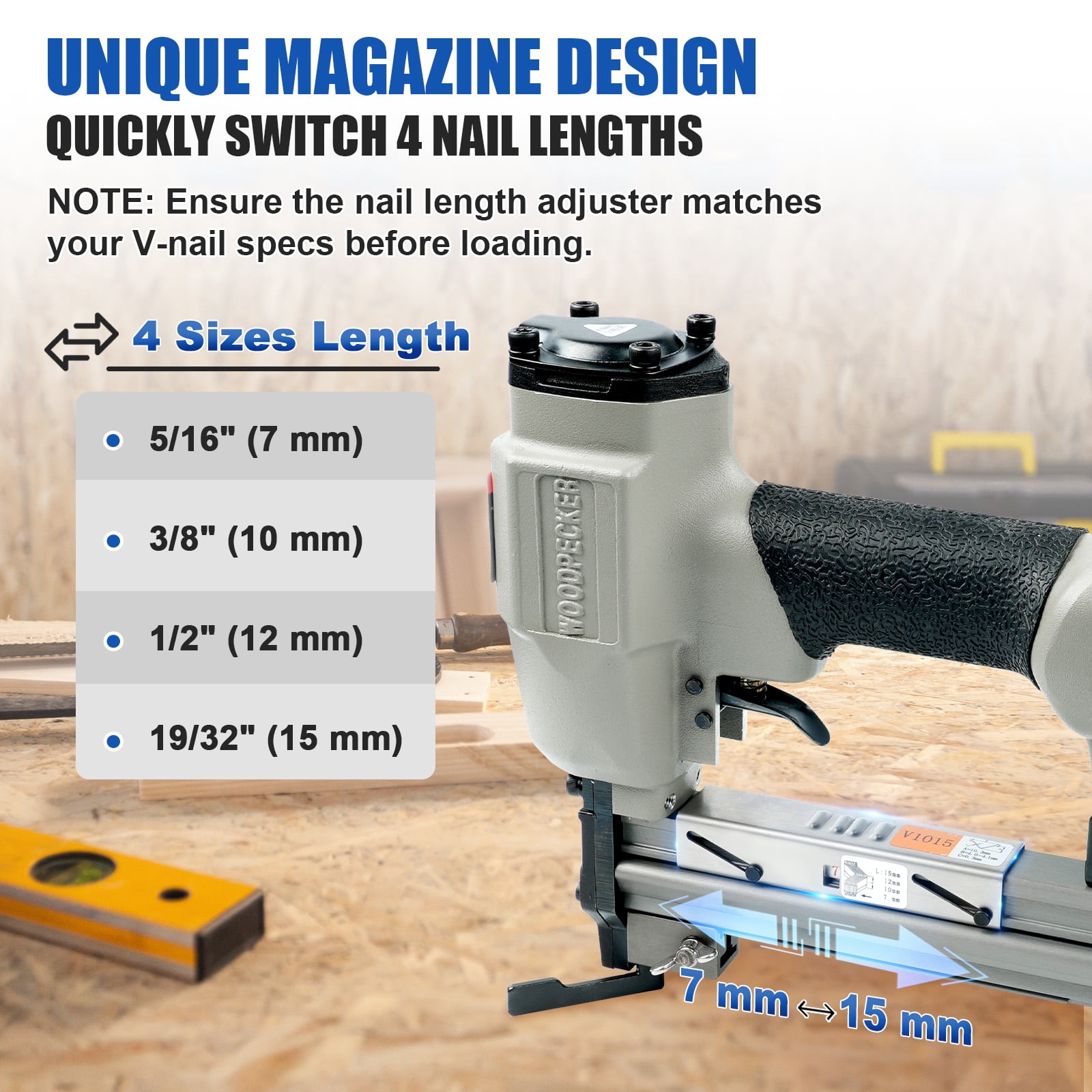 Woodpecker V1015 Pneumatic Picture Frame V Nailer Kit with 5/16'' V Nails × 4,000PCS