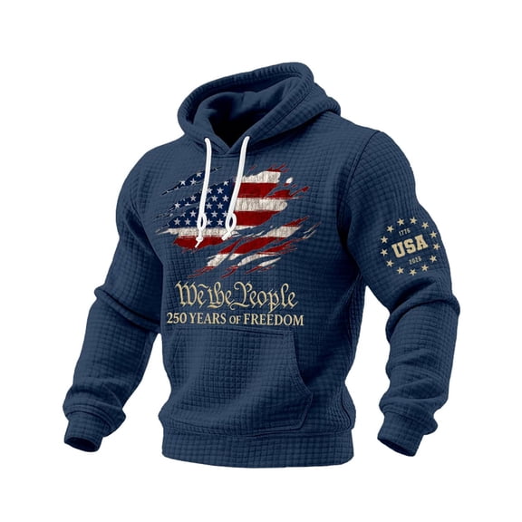 Men's 250th Anniversary Usa Hoodie America 250 Flag Printed Hoodies Patriotic Sweatshirts 250 Year Anniversary Fourth of July Hooded Sweatshirt