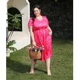 thumbnail image 4 of TIYOMI Womens Plus Size Dress Hot Pink Floral Summer Elegant Dress Short Sleeve V Neck Dress Hawaiian Vacation Holiday Maxi Dress Casual Loose Fit Dress XL 14W 16W, 4 of 7
