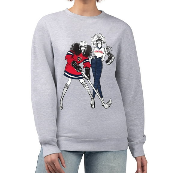 Women's G-III 4Her by Carl Banks Heather Gray Florida Panthers Hockey Girls Team Graphic Fleece Pullover Sweatshirt