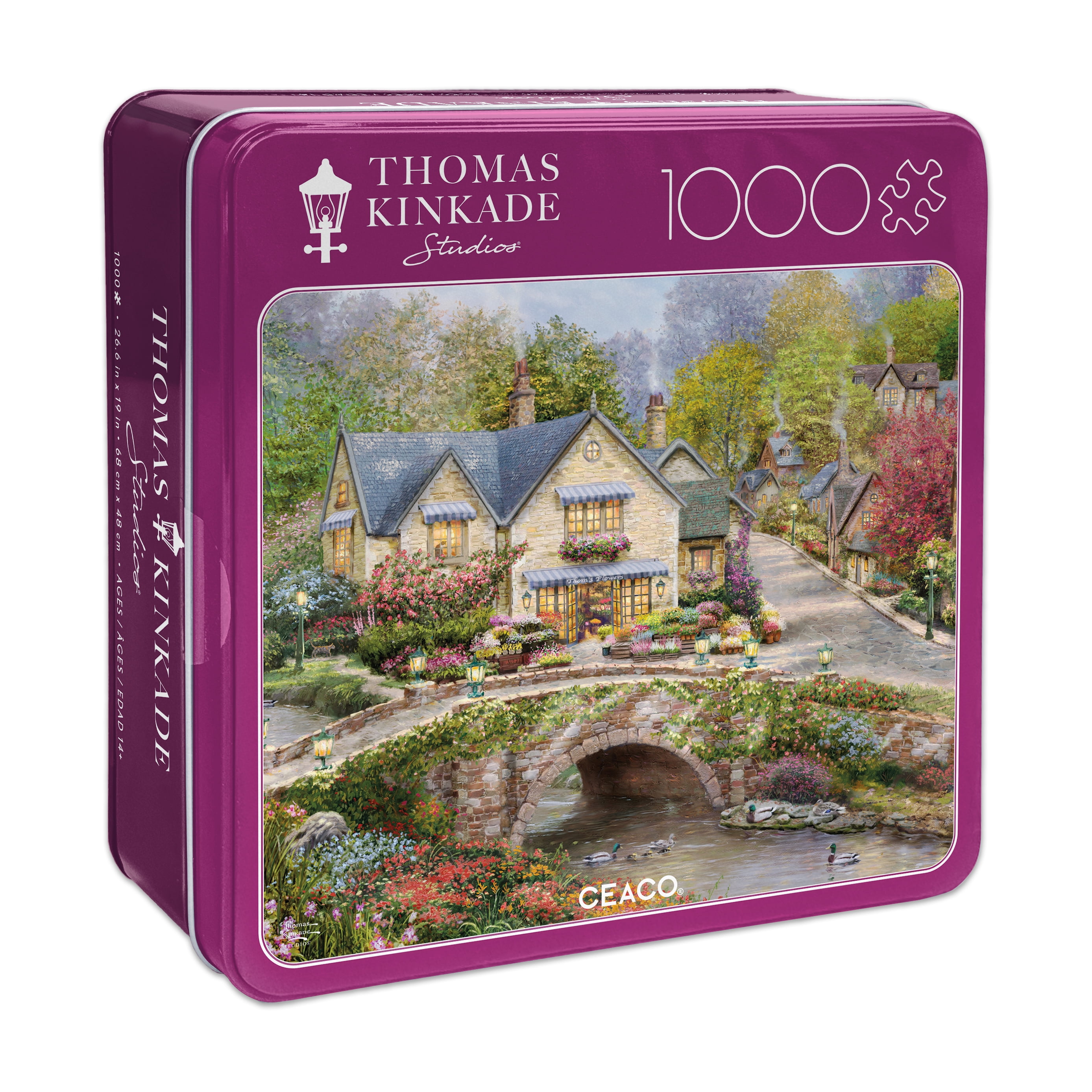 Ceaco Summer in Cobblestone Village 1000-Piece Interlocking Jigsaw Puzzles for Adults Ages 14+