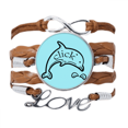 thumbnail image 1 of Delfines. Pulsera de cuero Negro trenzado pulsera de cuerda de amor Unbranded M, 1 of 3