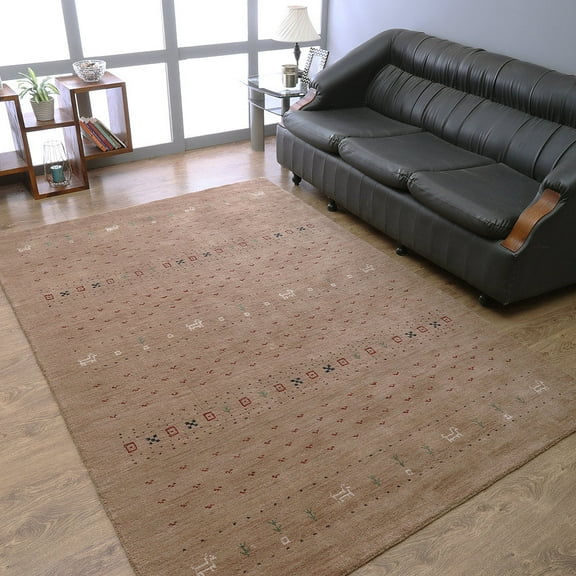 Rugsotic Carpets Hand Knotted Loom Wool 4'x6' Area Rug Contemporary Light Brown L00585