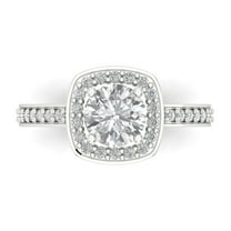 1.335 ct Round Cut Simulated Diamond Solitaire with Accents 18K White Gold Womens Engagement Ring
