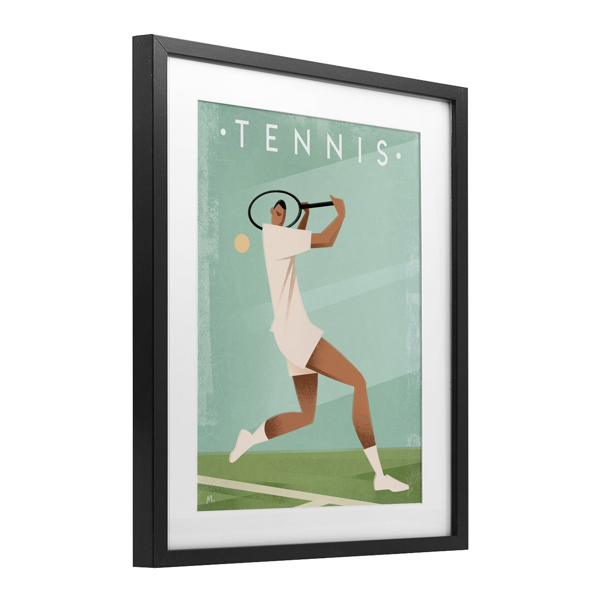 Stupell Industries Vintage Tennis Swing Black Framed Print Under Glass, design by Martin Wickstrom