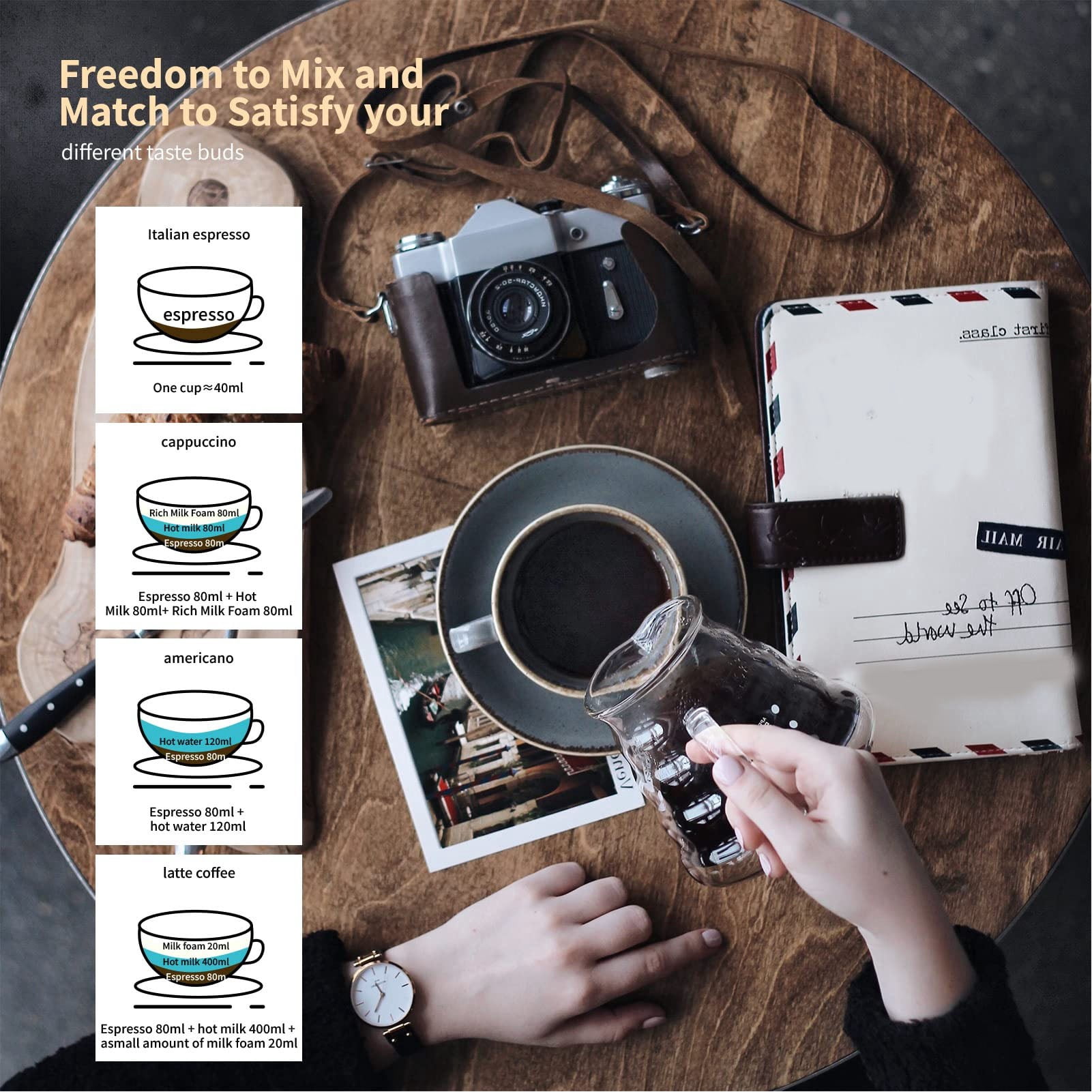 Xemplaro 6 Cup 300ML Coffee Maker Portable Transparent Top Electric Italian Coffee Pot Machine for Home