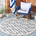 thumbnail image 3 of Safavieh Courtyard Alvin Geometric Indoor/Outdoor Area Rug, Blue/Bone, 7'10" x 7'10" Round, 3 of 10