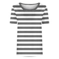 thumbnail image 3 of Puyaiuu Women Crew Neck Short Sleeve Striped T Shirts Soft Loose Basic Casual Daily Summer Tees Black XL Birthday Gift, 3 of 5