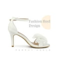 thumbnail image 3 of BLISSFUL STEP Rhinestone Stiletto Heels Mesh Ankle Strap Sandals for Women White (Size 8.5), 3 of 5