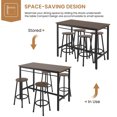 thumbnail image 5 of Clearance! Dining Table Set for 4 People, 5 Piece Bar Table Set, Vintage Rectangular Counter Height Bar Table with 4 Chairs, Breakfast Bistro Set, Dining Stool Bar Chairs with Black Metal Legs, B962, 5 of 9