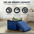 thumbnail image 5 of Ornavo Home 1 Pack Small Storage Ottoman Foldable Collapsible Cube Square Linen Ottoman Foot Rest Stool Seat, for Living Room, Bedroom, Home Office, Dorm - 12 x 12 x 12, Navy Blue, 5 of 7