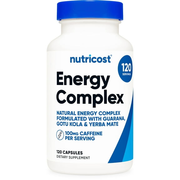 Nutricost Natural Energy Pills Complex 120 Capsules, 100mg Caffeine - Gluten Free - Non-GMO