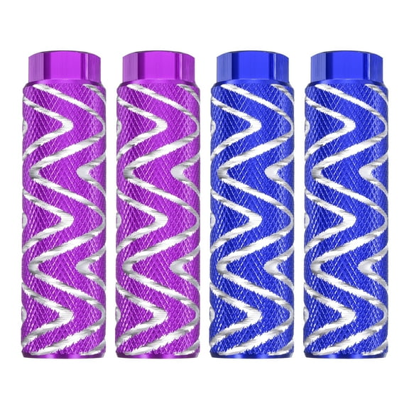 Uxcell 2 Pairs Bike Pegs Aluminum Alloy Rear Stunt Pegs Anti-Skid Foot Pedals fit 3/8" Axles for Mountain Bike BMX, Purple & Blue