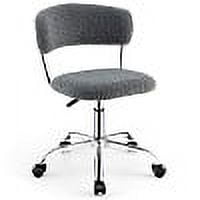 Gymax Computer Desk Chair Adjustable Sherpa Office Chair Swivel Vanity Chair Gray