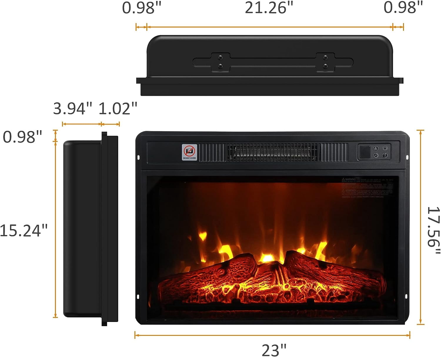 72" Fireplace Mantel with 23" Electric Fireplace and Bookshelves, Wooden Storage Freestanding Heater with Remote Control,Black