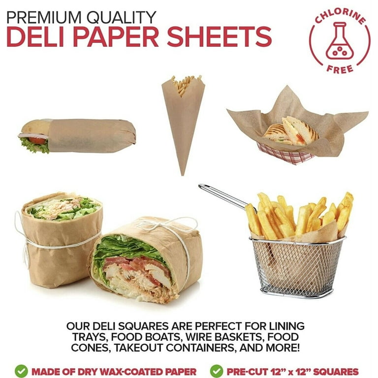 Brown Deli Wrap Wax Coated Sandwich Wrap Paper Sheets Basket Liner