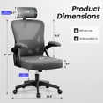 thumbnail image 2 of COOLHUT Ergonomic Office Chair, High Back Mesh Office Desk Chair with Headrest 500LBS, Executive Office Chair with Adjustable Aremrest, Home Office Swivel Desk Chair for Home Office, Dark Gray, 2 of 10