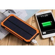 Solar Power Bank Portable Solar Panel Charger with 6 LEDs Bright Flashlight 2 Output Ports