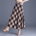 thumbnail image 6 of Women's Lattice Skirt Warm Elastic Waist Wool A-Line Pleated Tartan Winter Long Skirts, 6 of 9