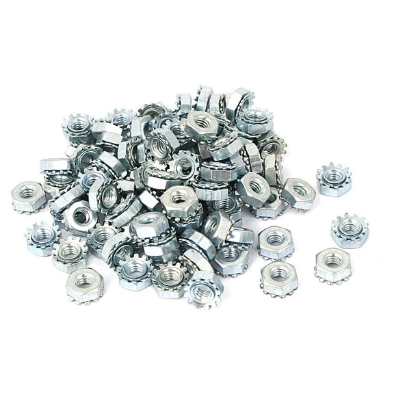 Unique Bargains 8#-32 Female Thread Zinc Plated Kep Hex Nut 100Pcs
