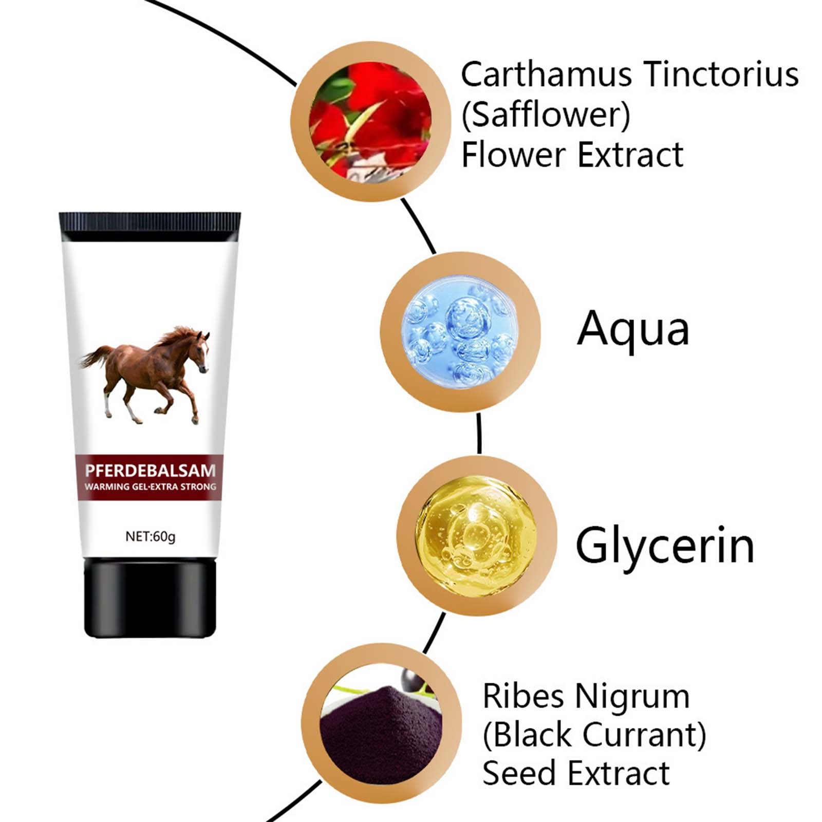 Herunwer Horse Balm Gel, Extra Strength Warming Massage Gel, with Horse Chestnut & Safflower Extract, Joint & Muscle Support