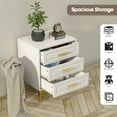 Eumyviv 3Drawer White Nighstands with Gold Handles Modern Bedside