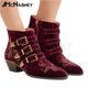thumbnail image 3 of Botas de tobillo con tachuelas Botas de cuña con punta puntiaguda retro Botas de estilo británico para mujer Botas de vaquero occidental Multicolor Venta de gran tamaño, 3 of 5