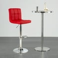 thumbnail image 4 of Gymax Ensemble de 4 Tabourets de Bar en Cuir PU Pivotants avec Hauteur Réglable Rouge, 4 of 10