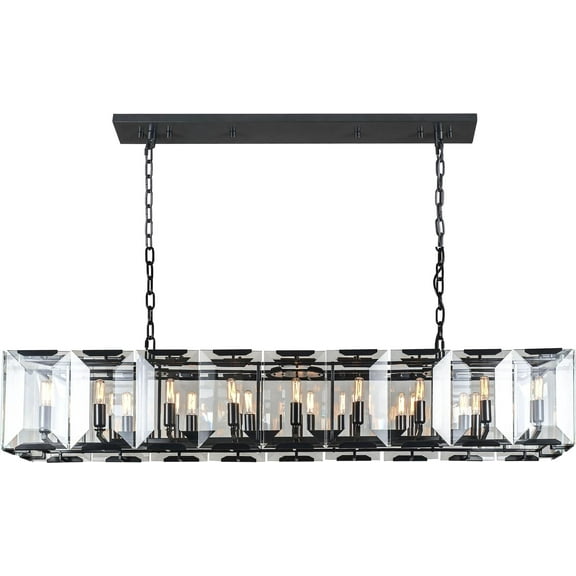 Chandelier Pendant MONACO Transitional Rectangular Frame 18-Light Flat B EL-2706