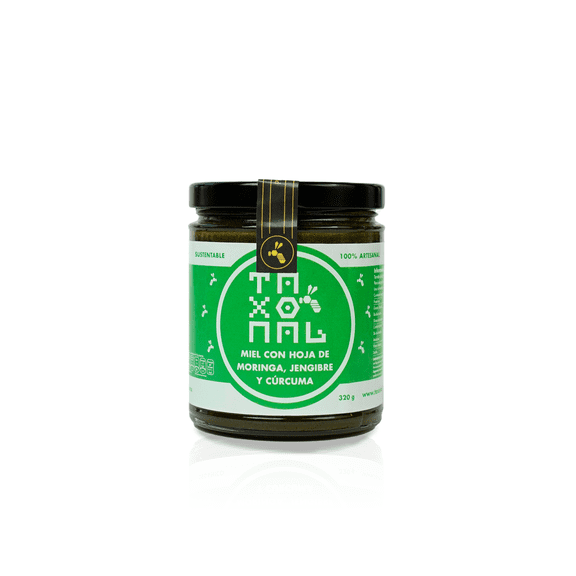 Taxonal, Miel con Hoja de Moringa Jengibre y Curcuma, 100% pura, 320gr.