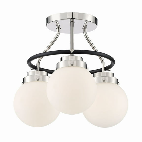 Designers Fountain Elle Polished Nickel 3 Light Semi Flush Mount Ceiling Light, D232M-SF-PN