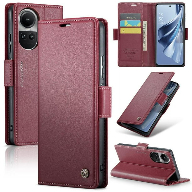 Funda tipo cartera OPPO Reno 10 Pro 5G con cierre magnético, RFID, tarjetero, soporte, carga inalámbrica