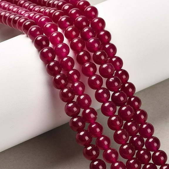 1Strand Natural Malaysia Jade Bead Strands Round Dyed Beads Medium Violet Red 6mm Hole: 1mm about 60pcs/strand 15 inch