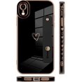 thumbnail image 4 of Compatible with iPhone XR Case Love Heart Wristband Plating Electroplate Luxury Elegant Case Camera Protector Soft Kickstand + Screen Protector Protective Shockproof Back iPhone XR -Black, 4 of 6