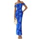 thumbnail image 5 of Vestido PRETTYGARDEN 2025 Floral con Hombros Descubiertos y Fruncido Azul Talle S, 5 of 5