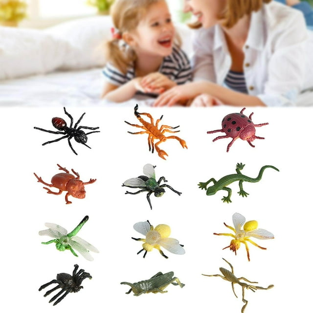12 Pcs Figurines d'Animaux Réalistes pour Fête Jouets Collection Fournitures de Fête Insectes